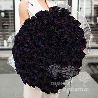101 черная роза (Premium) 60см