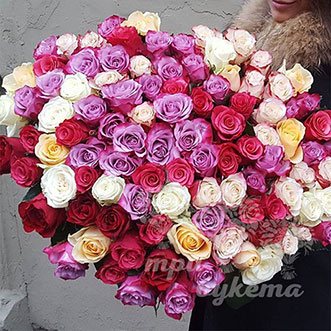 101 разноцв. роза (Premium) 60 см